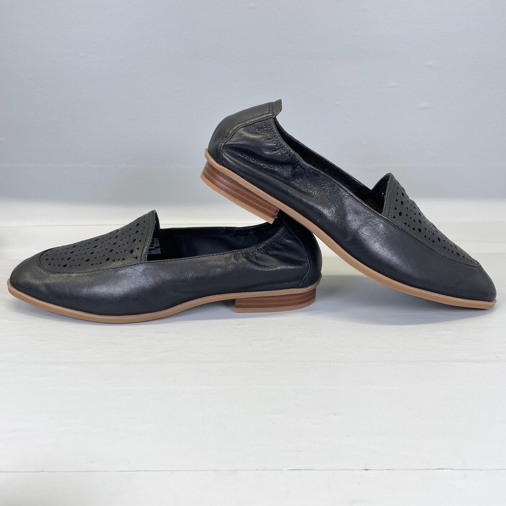Clarks Sarafyna Sky Loafers Womens Size 8.5 Wide Black Leather Perforated Shoes - Picture 7 of 10